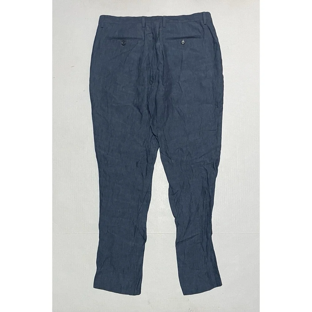 Banana Republic Slim Fit‎ Chino Pants Men Size 33 X 31 Blue 100% Linen Preppy